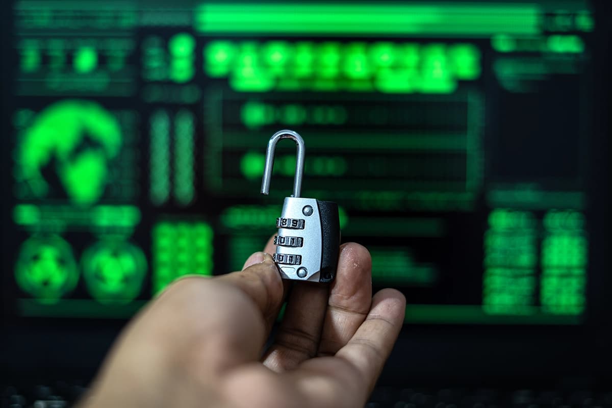 Security lock screen on digital background