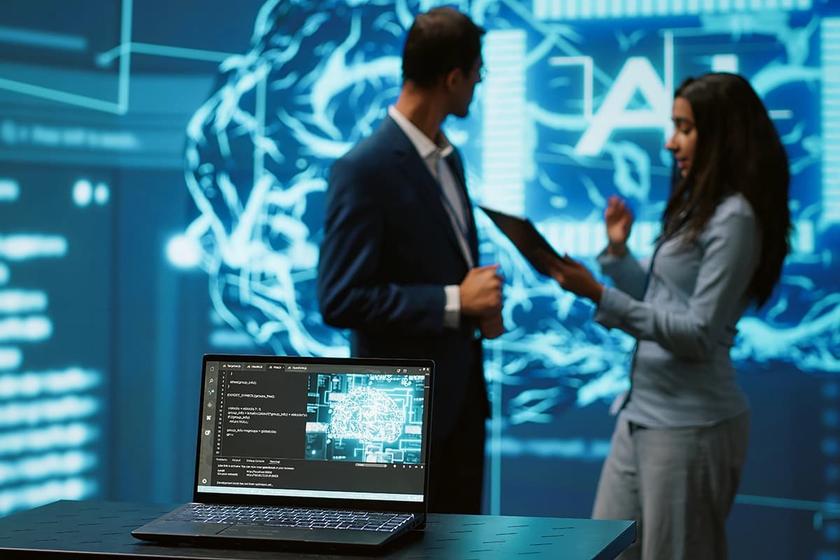 Content marketer reviewing AI-generated blog post drafts