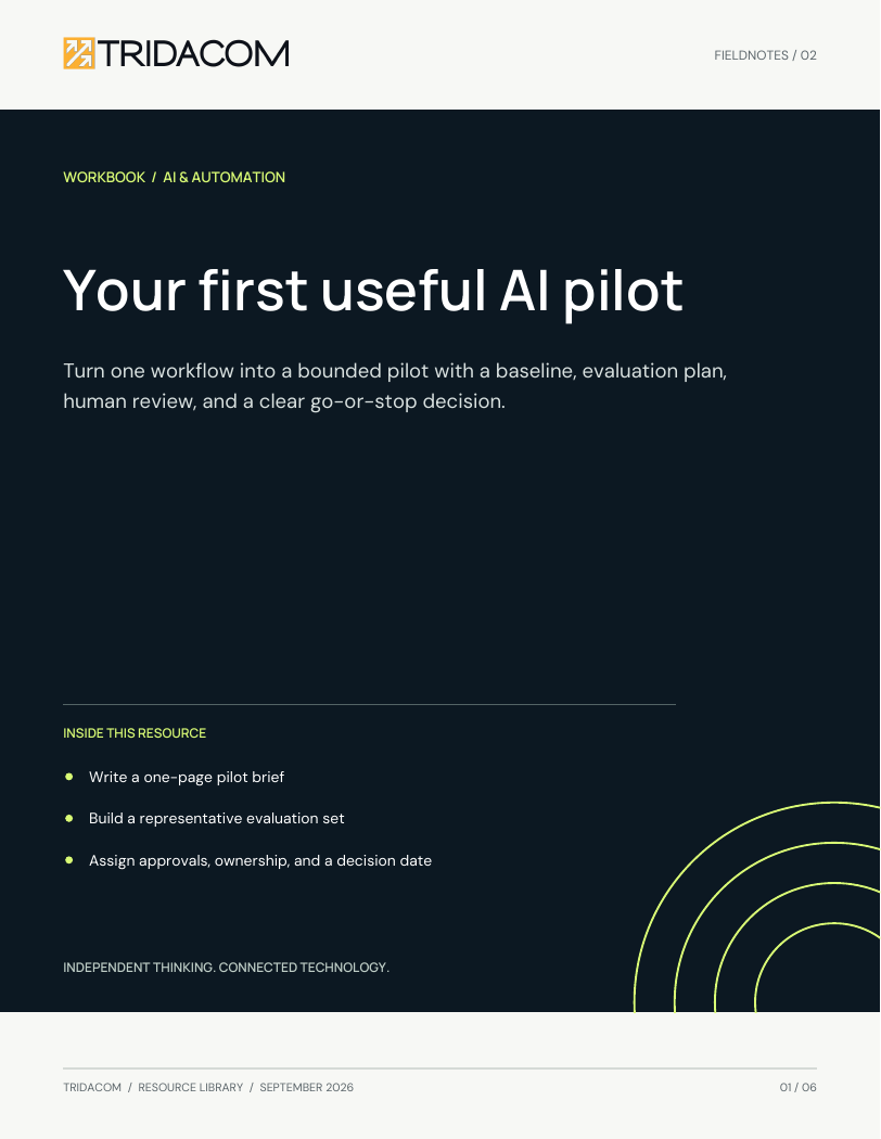 Cover: Your first useful AI pilot