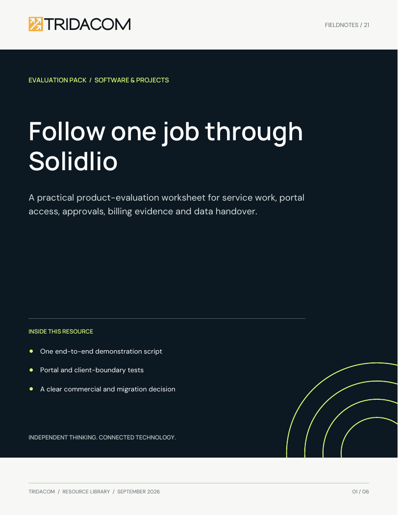 Cover: Follow one job through Solidlio