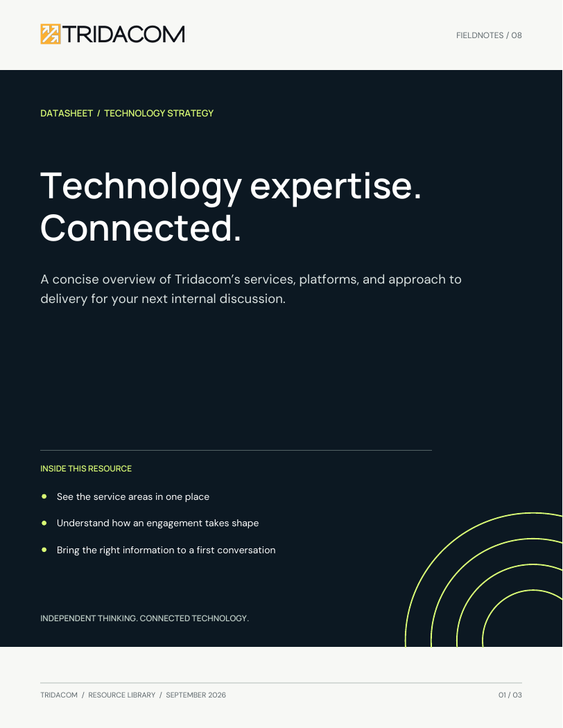Cover: Technology expertise. Connected.